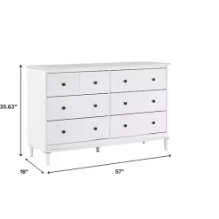 Kirklands Home Pine 6-Drawer Modern Dresser White