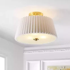 Best Kirklands Home White Pleated Shade Flush Mount Light