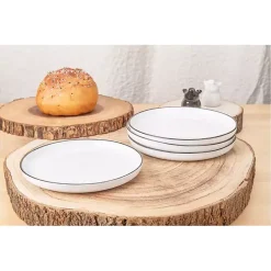 Sale Kirklands Home Porcelain Black Trim 16-pc. Dinnerware Set White