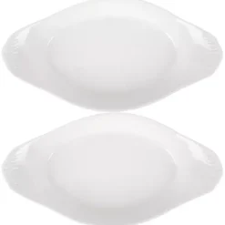 Online Kirklands Home Porcelain Oval Bakers with Handles, Set of 2 White