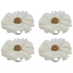 Hot Kirklands Home Raffia Flower Napkin Rings, Set of 4 White
