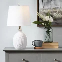 Hot Kirklands Home Raised Geometric Table Lamp White