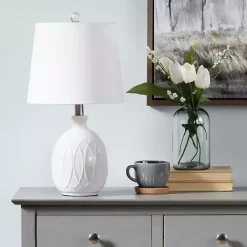 Hot Kirklands Home Raised Geometric Table Lamp White