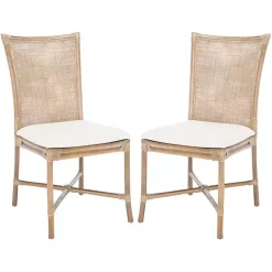 Clearance Kirklands Home Rattan Chiara Dining Chairs, Set of 2 White