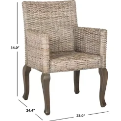 Sale Kirklands Home White Rattan Curved Legs Dining Chairs, Set of 2