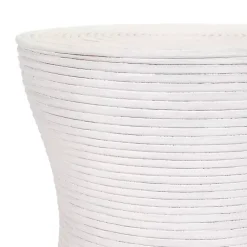 Best Kirklands Home Ribbed Rattan Round Accent Table White