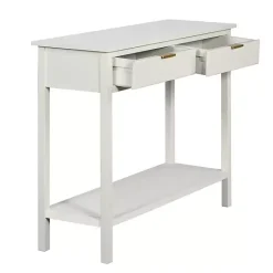Clearance Kirklands Home Ribbed Wood 2-Drawer Colleen Console Table White