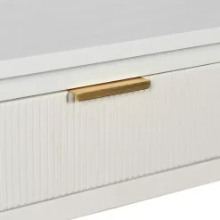 Clearance Kirklands Home Ribbed Wood 2-Drawer Colleen Console Table White