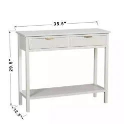 Clearance Kirklands Home Ribbed Wood 2-Drawer Colleen Console Table White