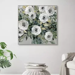 Clearance Kirklands Home White Rose Parade Framed Canvas Art Print