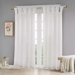 New Kirklands Home Rosette Tab Top Curtain Panel, 95 in. White