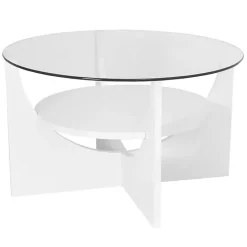 Best Kirklands Home Round Glass Coffee Table White