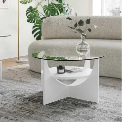 Best Kirklands Home Round Glass Coffee Table White