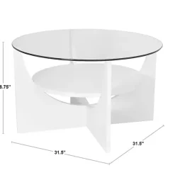 Best Kirklands Home Round Glass Coffee Table White