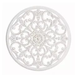 Discount Kirklands Home Round Medallion Wood Plaque White