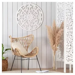 Discount Kirklands Home Round Medallion Wood Plaque White