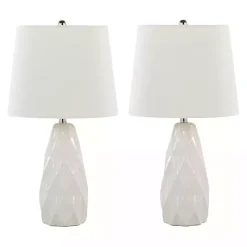 Kirklands Home Sculpted Diamond Table Lamps, Set of 2 White