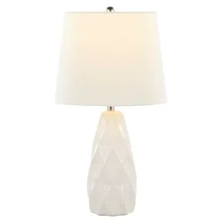 Kirklands Home Sculpted Diamond Table Lamps, Set of 2 White