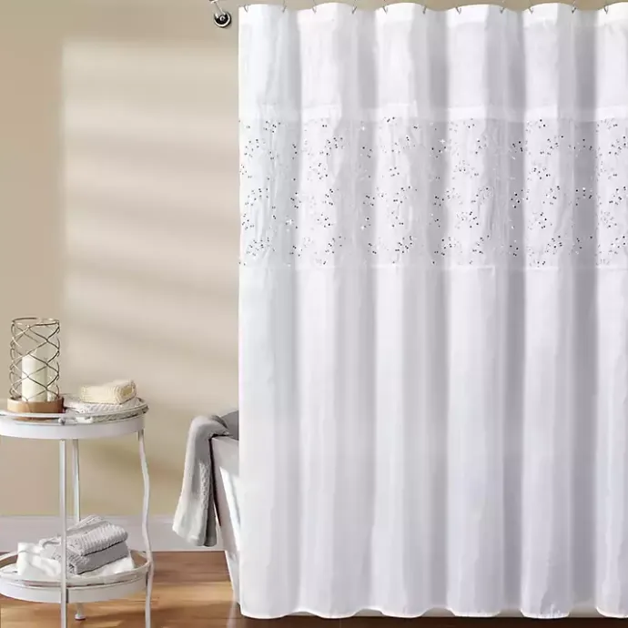 Online Kirklands Home Sequined Shower Curtain White