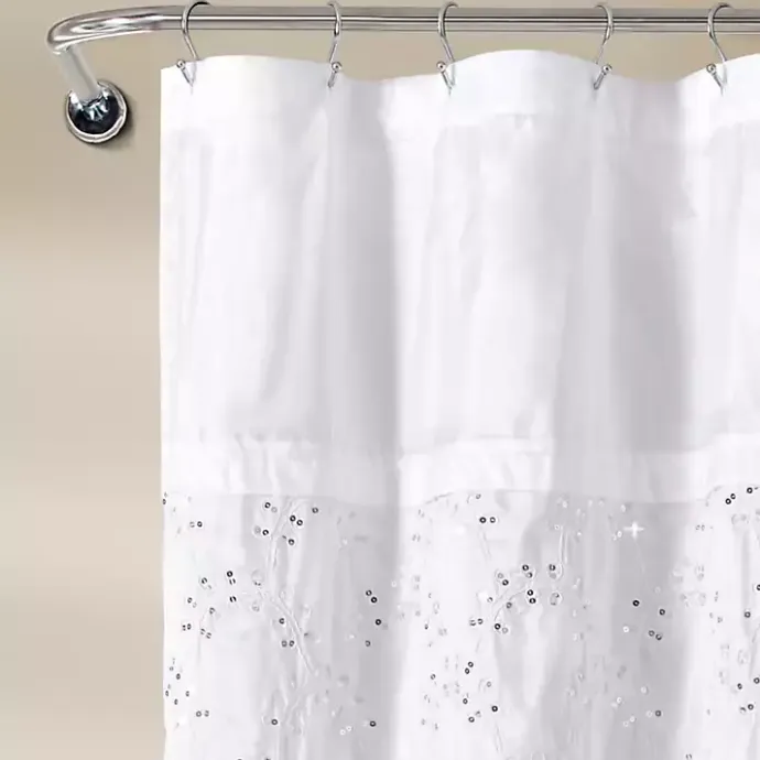 Online Kirklands Home Sequined Shower Curtain White