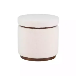 Online Kirklands Home Sherpa Upholstered Storage Ottoman White