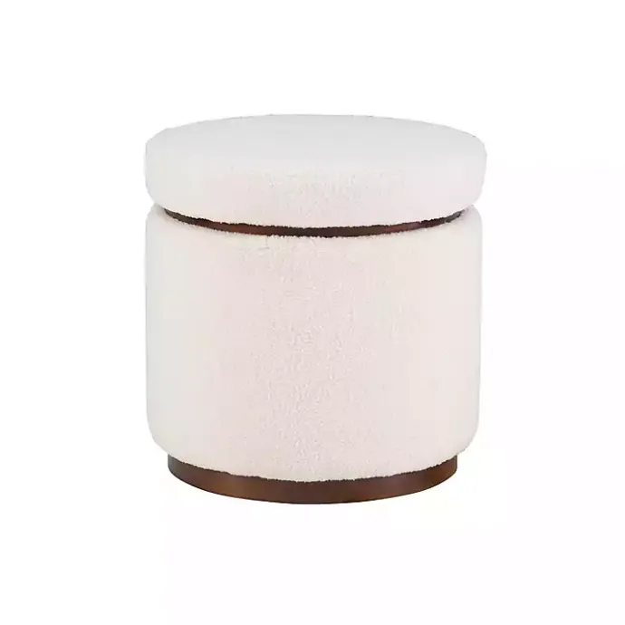 Online Kirklands Home Sherpa Upholstered Storage Ottoman White