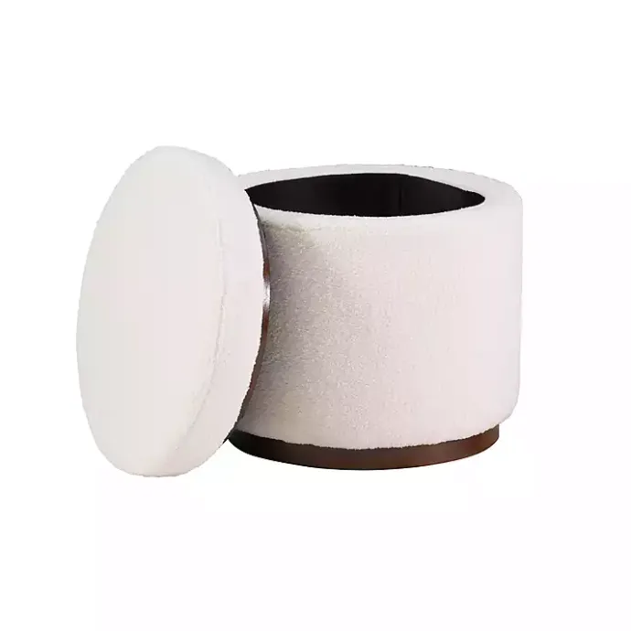 Online Kirklands Home Sherpa Upholstered Storage Ottoman White