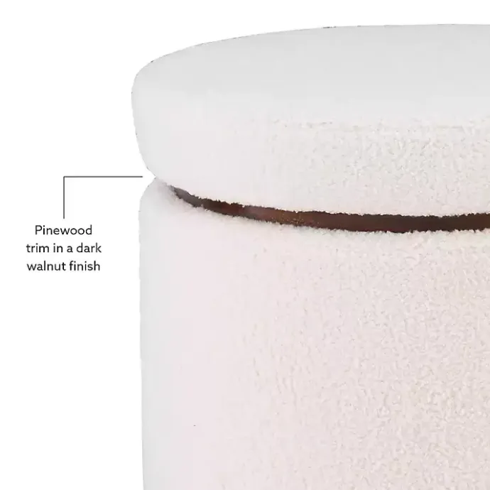 Online Kirklands Home Sherpa Upholstered Storage Ottoman White