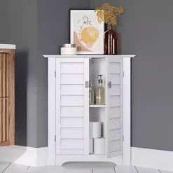 Clearance Kirklands Home Shutter Two Door Corner Storage Cabinet White