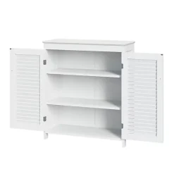 New Kirklands Home Slatted 2-Door Bathroom Storage Cabinet White