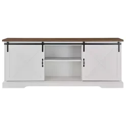 Kirklands Home Sliding Barn Door Media Cabinet White