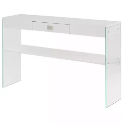 Online Kirklands Home Soho Glass Console Table with Shelf White