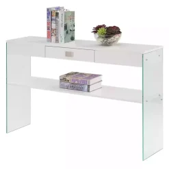 Online Kirklands Home Soho Glass Console Table with Shelf White