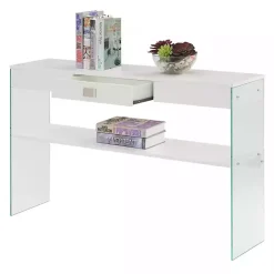 Online Kirklands Home Soho Glass Console Table with Shelf White