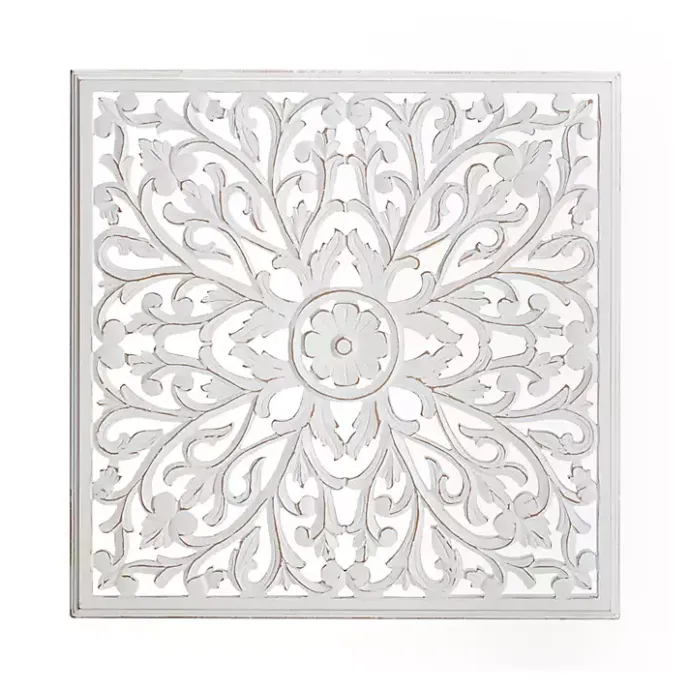 Sale Kirklands Home Sqaure Medallion Wood Plaque White
