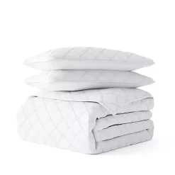 New Kirklands Home Stitched Diamond 3-pc. Queen Quilt Set White