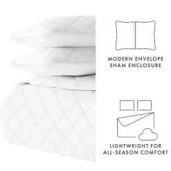 New Kirklands Home Stitched Diamond 3-pc. Queen Quilt Set White