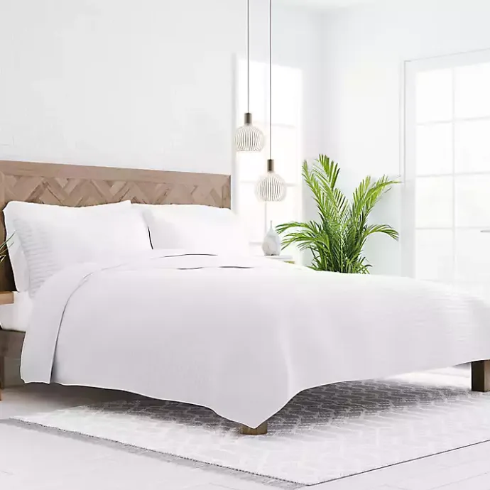 Best Kirklands Home Stitched Stripes 3-pc. King Quilt Set White