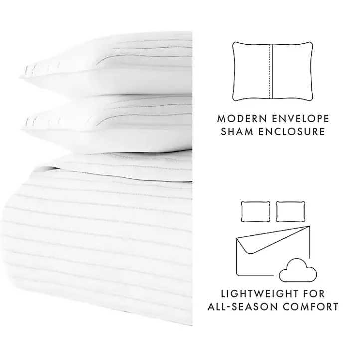 Best Kirklands Home Stitched Stripes 3-pc. King Quilt Set White
