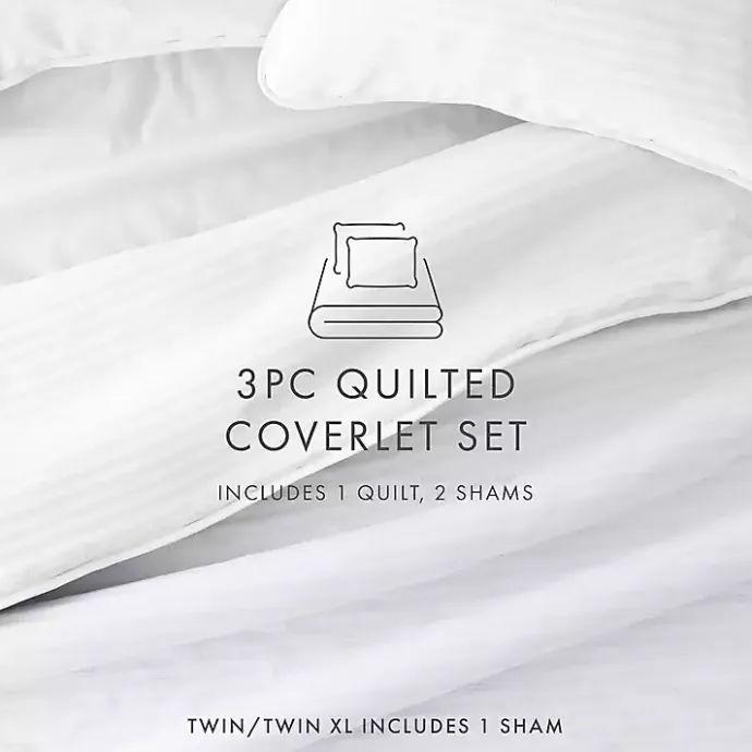 Best Kirklands Home Stitched Stripes 3-pc. King Quilt Set White