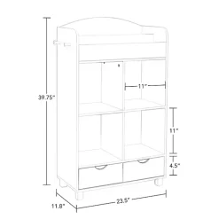 Clearance Kirklands Home Storage Cabinet Bookshelf with 2 Navy Bins White