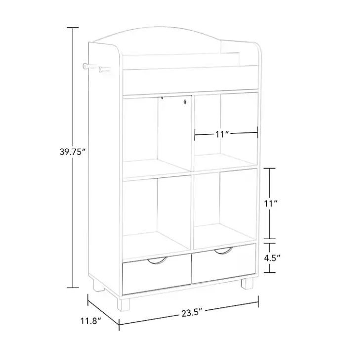 Clearance Kirklands Home Storage Cabinet Bookshelf with 2 Navy Bins White