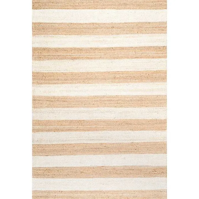 Clearance Kirklands Home White Stripe Jute Area Rug, 5x8