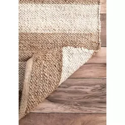 Clearance Kirklands Home White Stripe Jute Area Rug, 5x8