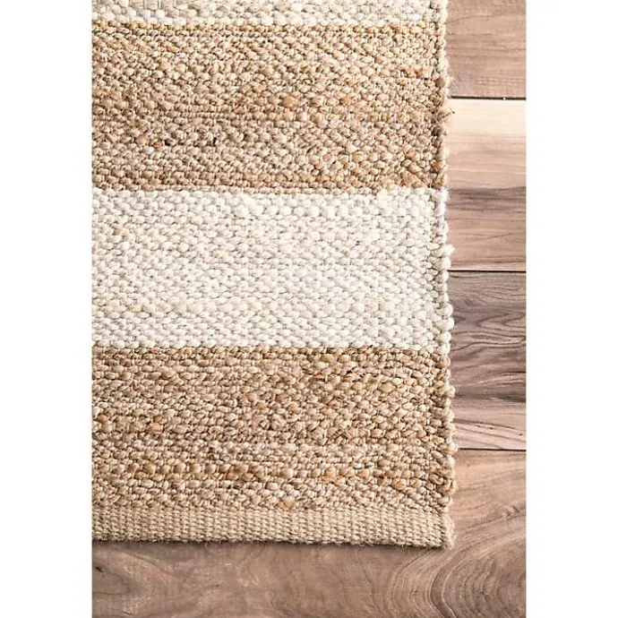 Clearance Kirklands Home White Stripe Jute Area Rug, 5x8