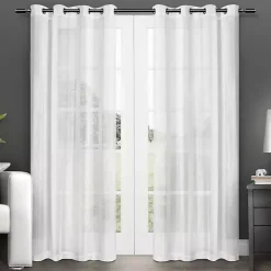 Discount Kirklands Home Stripe Sheer Curtain Panel Set, 96 in. White