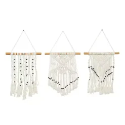 Kirklands Home Tasseled Macrame Wall Hangings, Set of 3 White