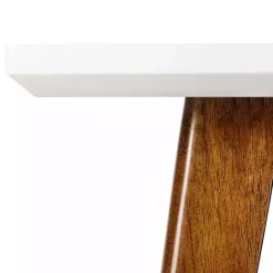 Discount Kirklands Home White Top and Pecan Wood Mid-Century Modern Table Brown