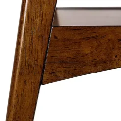 Discount Kirklands Home White Top and Pecan Wood Mid-Century Modern Table Brown