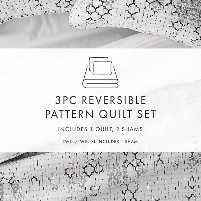 Sale Kirklands Home White Trellis Reversible 3-pc. King Quilt Set